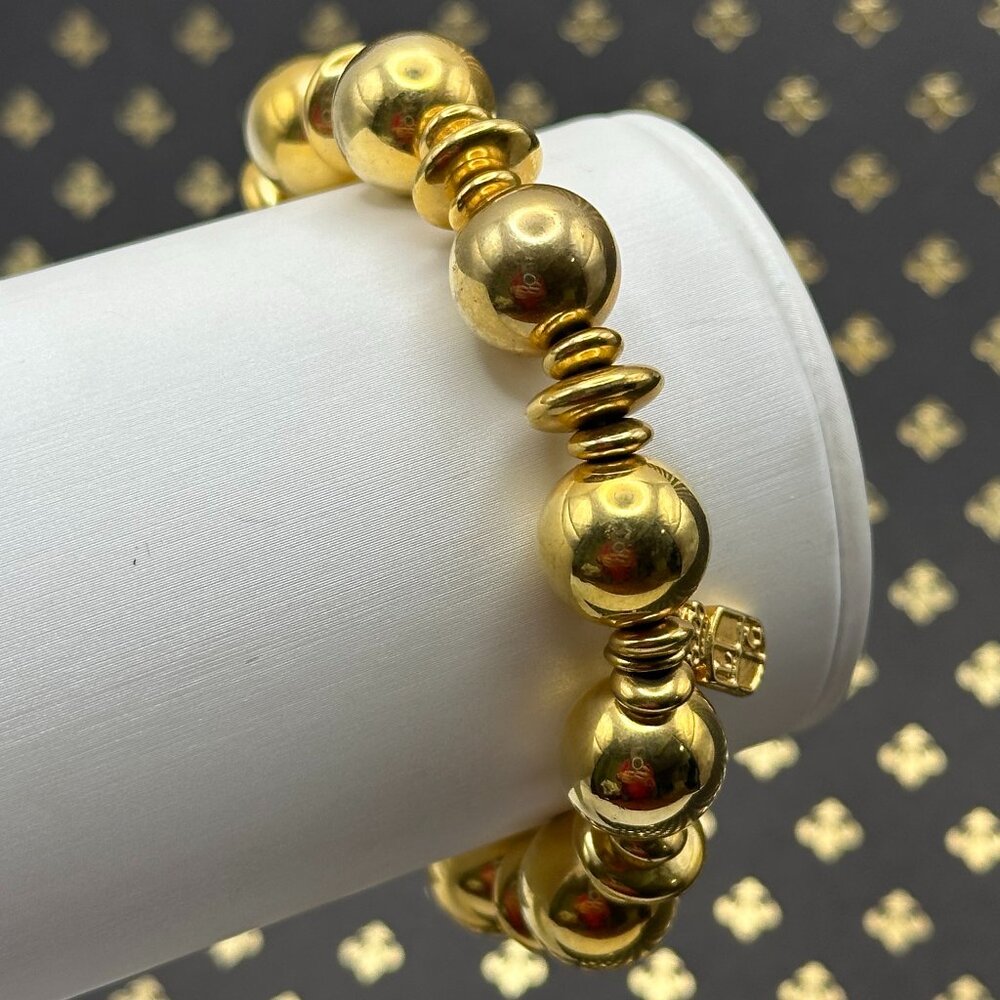 VTG Liz Claiborne Gold-Tone Metal Ball Stretch Bracelet
